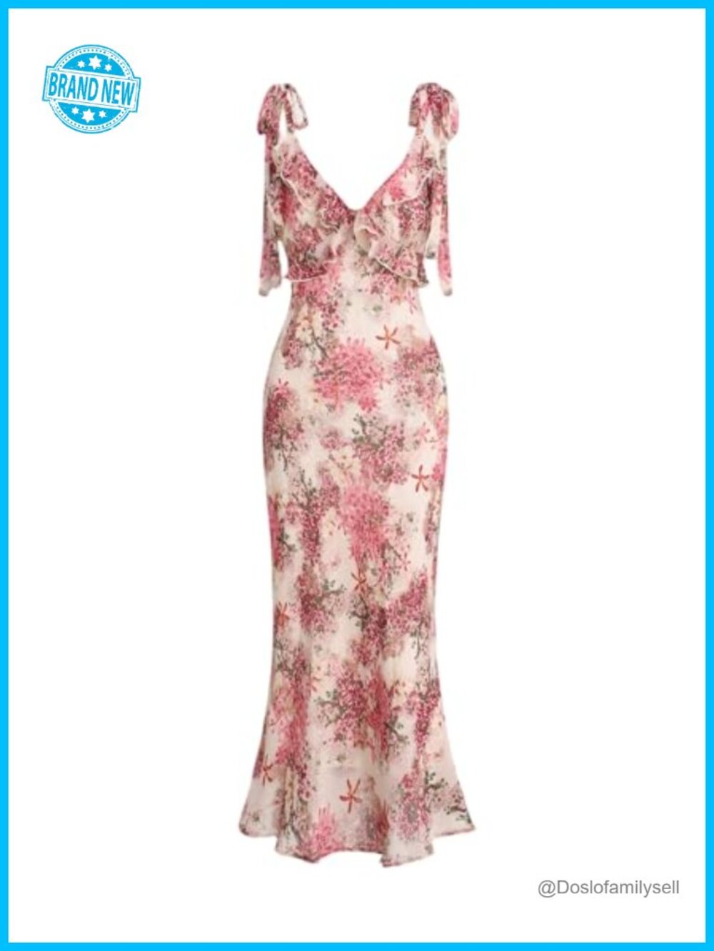 Boho Floral Midi Dress Flowy Fit & Flare Sundress
